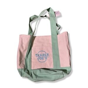 Trader Joe's Mini Pastel Canvas Tote Pink NWT Ready To Ship